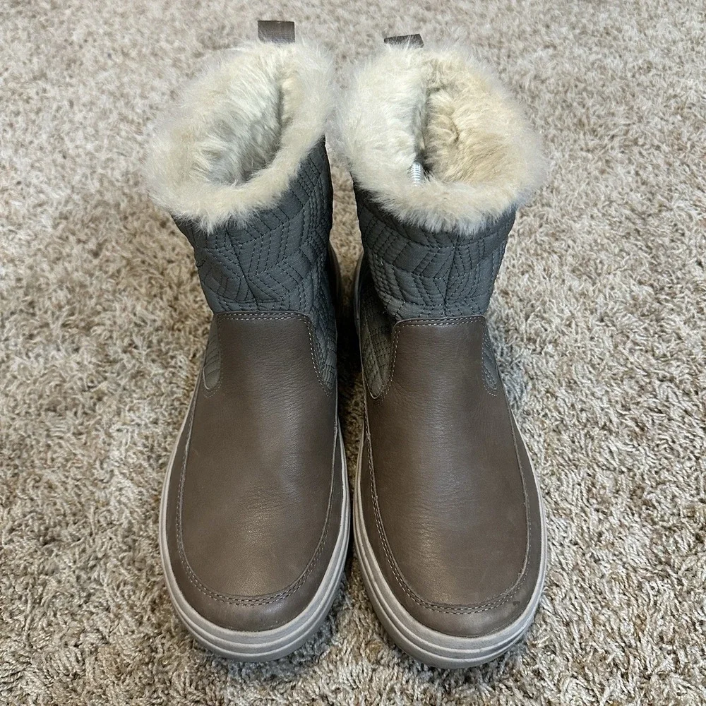 Merrell Womens 9 Haven Bluff Polar Waterproof Winter Boots Taupe Brown‎ Faux Fur